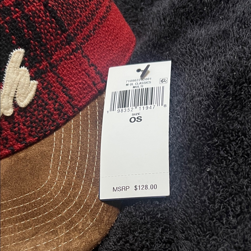 Ralph Lauren Red and Black Plaid Cap with Brown Suede Brim - Picture 2 of 7